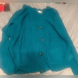 Teal Bongo Buttoned Cardigan